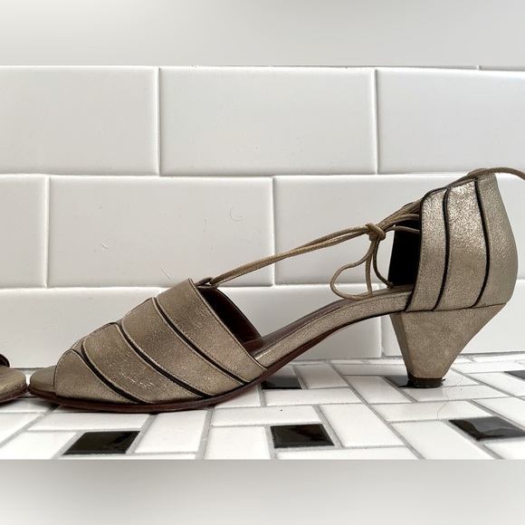 Anthropologie Luiza Perea Deco Heels - Silver Peep Toe Heels - Picture 8 of 9